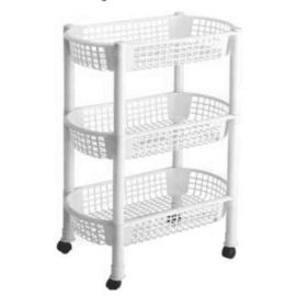 OVAL TROLLEY 3 TIER / RACK    WHITE - GRAY COLOR