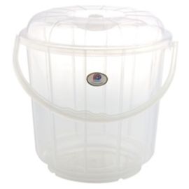 Plastic Transparent Bucket with Lid w/ Plastic Handle 20 Ltrs