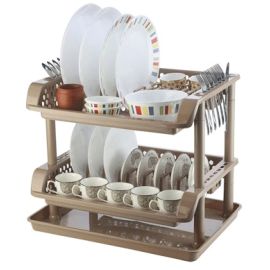 Plastic Dish Rack  2 Tier W/ Tray 