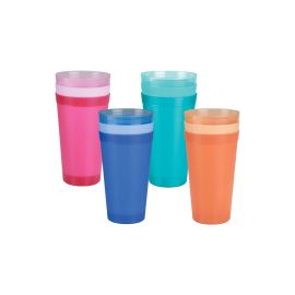 3PK PLASTIC TUMBLER MOON, 675ml, ASST COLOR