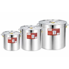 Stainless Steel 3pc stockpot Set with Handle & Steel Lid 32QT/48QT/69QT (35-40-45cm)