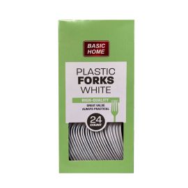 24PK PLASTIC FORKS, WHITE