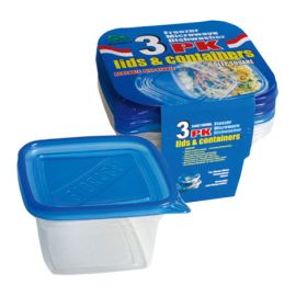 3PK Deep Square Container w/Lid (34oz, 1005ml)