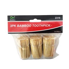 3PK Bamboo Toothpick Dispensers w/300 Picks