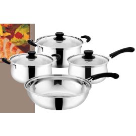 7pcs Stainless Steel Cookware Set,Cap.Bott W/Steel Handle