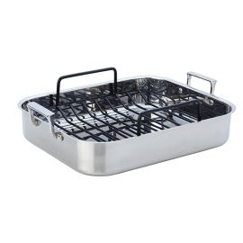 Stainless Steel Roaster Pan W/Nonstick Rack 17"X13-3/4"X5-3/4"