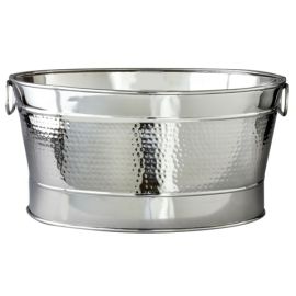 S/S OVAL HAMMERED PARTY TUB 49X26CM