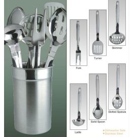 7pc Kitchen Tool set W/Holder, Matt  finish