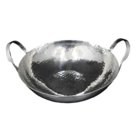 Stainless Steel Hammered Kadhai W/ S.S. Handle 30cm