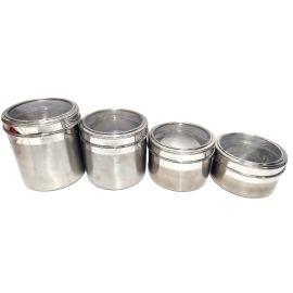 4pc S/S Canister set w/see through lid