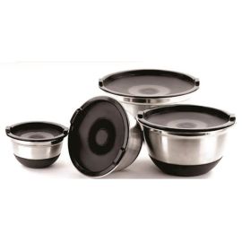 8pc Anti Skid Mixing Bowl Set w/Black Lid  0.75-1.5-3-5qt