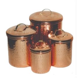 8pc S/S Hammered Copper Plated Canister Set 1/1.5/2/4qt