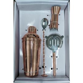 4PC S/S COCKTAIL SHAKER, COPPER FINISH