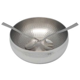 Bowl 27cm/11" W/ Hammered Finish With Salad Server