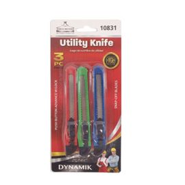 3PC UTILITY KNIFE SET W/SNAP