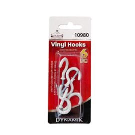 6PC 1" VINYL WHITE CUP HOOKS