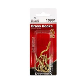 6PC 1" BRASS CUP HOOKS