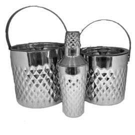 3pc Set, D/W Ice Bucket 3+5qt, w/Cocktail Shaker Diamond