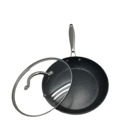 Nonstick Fry Pan W/ Glass Lid, S/S Handle, Stone Coated 10" /26cm
