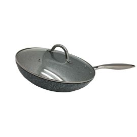 Nonstick Fry Pan W/ Glass Lid, S/S Handle, Granite, 12" /30cm