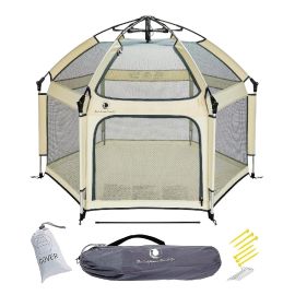 POP 'N GO Premium Outdoor Baby Playpen with Self-Inflating Playmat (Warm Ivory)