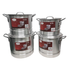 4PC ALUMINIUM STOCKPOT SET W/ STEAMER 