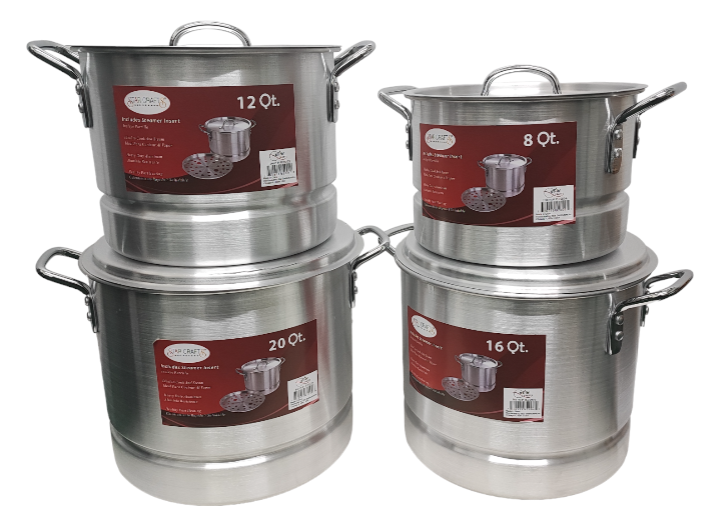 4PC ALUMINIUM STOCKPOT SET W/ STEAMER 